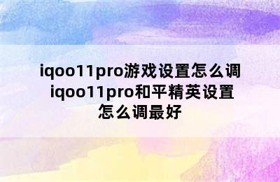 iqoo11pro游戏设置怎么调 iqoo11pro和平精英设置怎么调最好